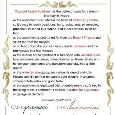 Casa Del Teatro Con Splendida Terrazza Di Fronte Al Teatro Rossini Apartment